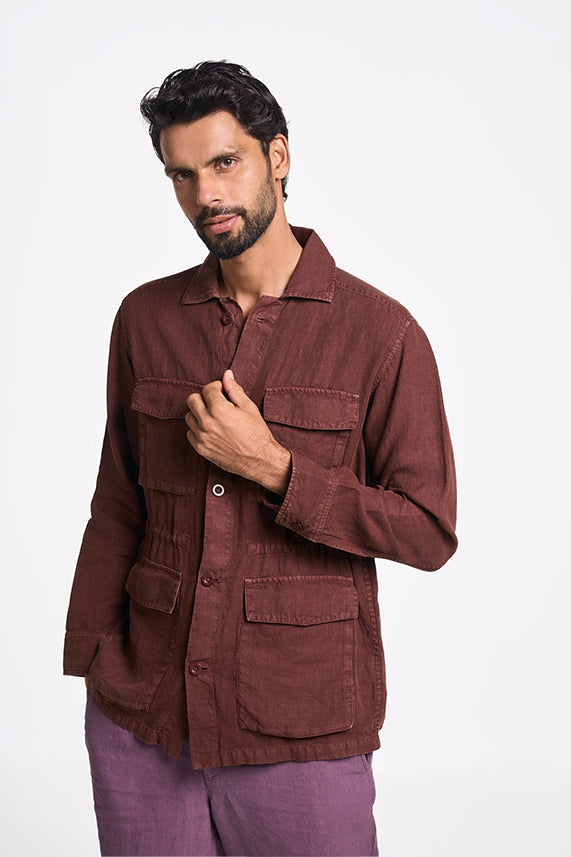 Felis Linen Traveller Jacket Chocolate XS