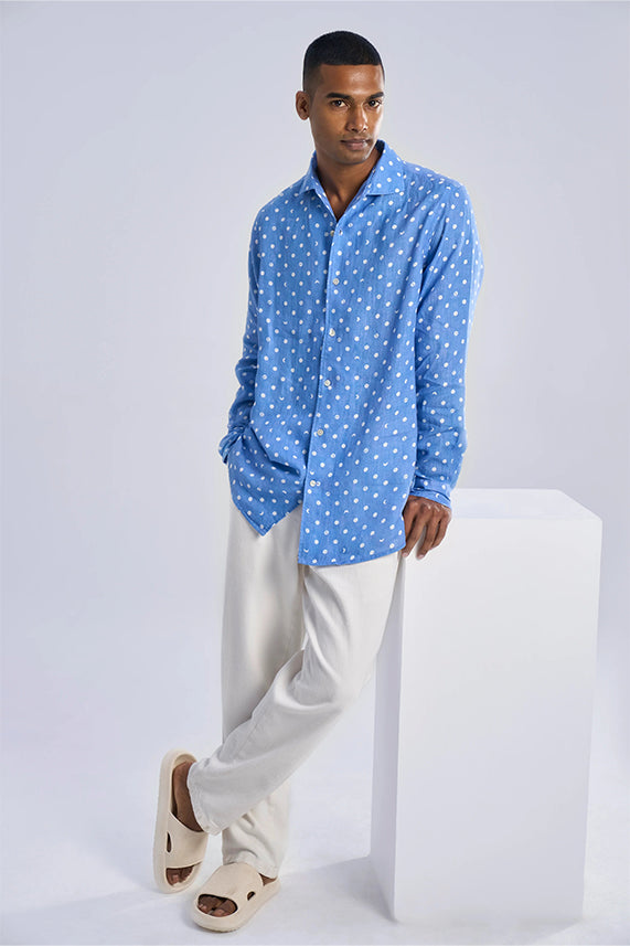 Quai (100% Linen) Lunar Polka Summer Sky S
