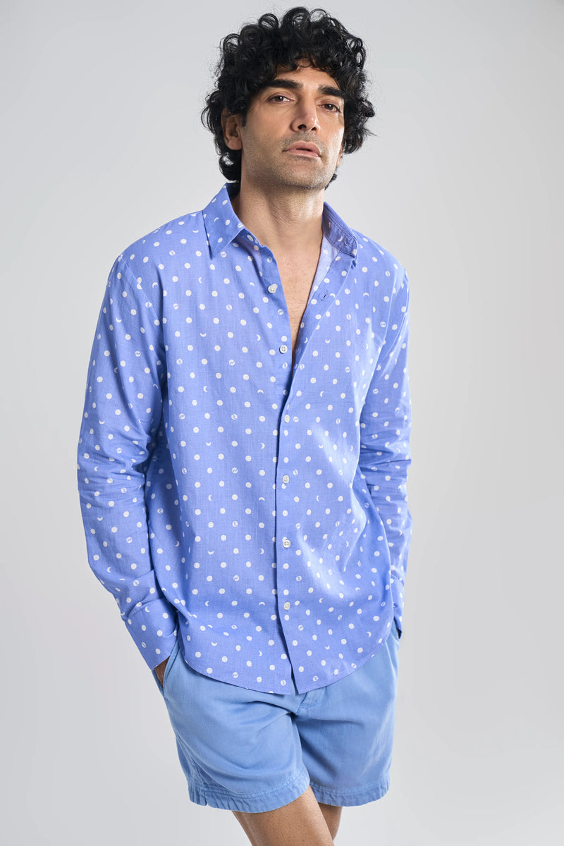Dante Khadi Shirt Lunar Polka Summer Sky S