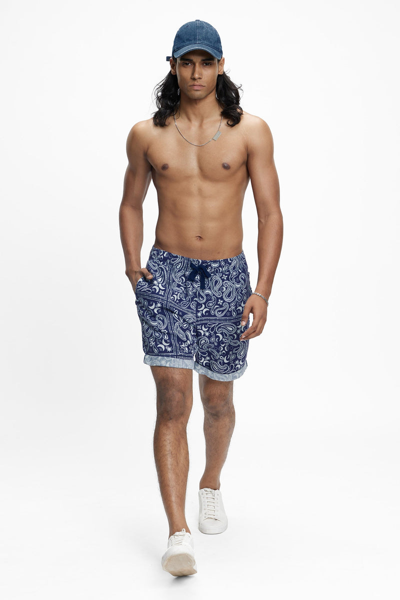 Haad (100% Linen) Lunar Paisley Blue