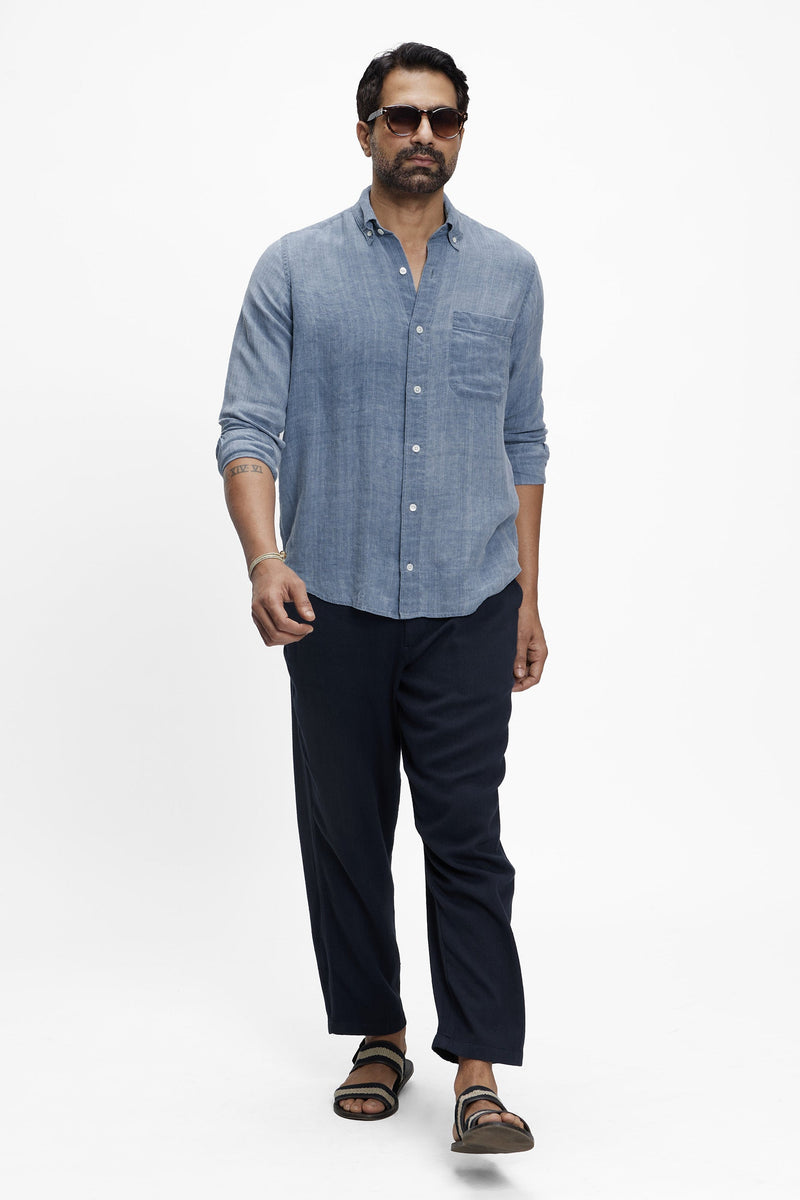 Zama (100% Indigo Linen) Dusk Blue