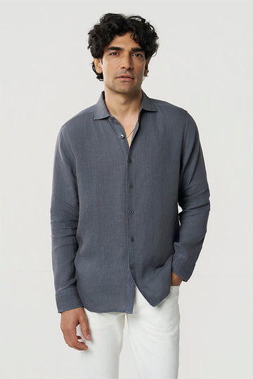 Fabio Linen Shirt Smoke XS