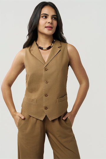 Lara Khadi Vest Sand Dune XS