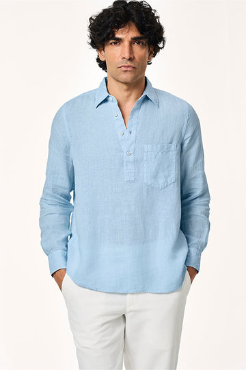 Rico Linen Popover Shirt Ice Blue S