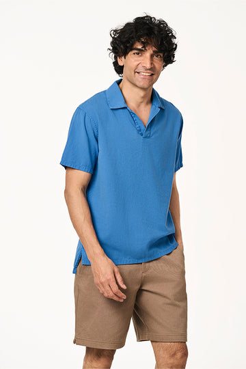 Cata Khadi Polo T shirt Ocean blue S