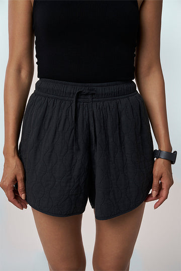Poppy Khadi Quilted Shorts Faded Black XXS