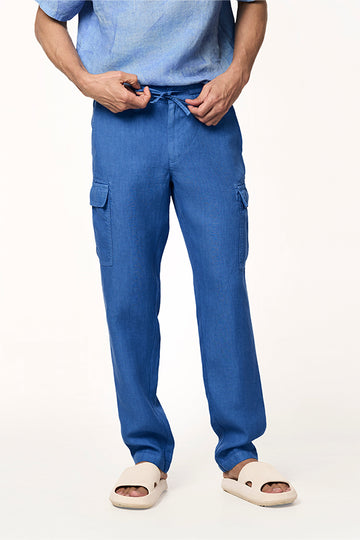 Crux Linen Cargo Pants Ocean Blue S