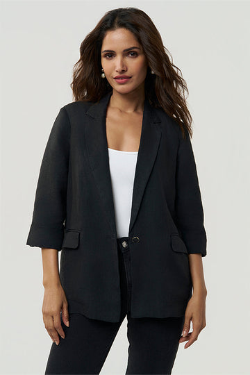 Sasha Linen Blazer Black XXS