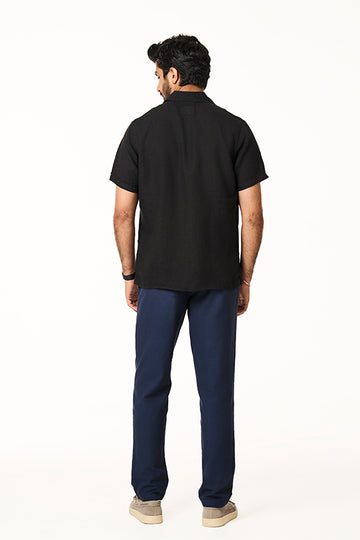 Flint Linen Collar Shirt Black XS