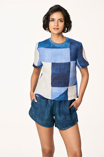 Cela Linen Patchwork Print XS