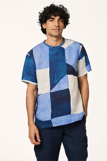 Pico Linen Tshirt Patchwork Print S