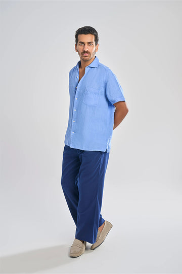 Flint Linen Collar Shirt Summer Sky XL