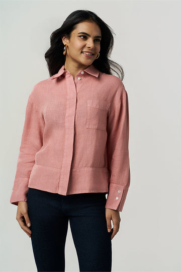 Selena Linen Shirt Desert Rose XXS