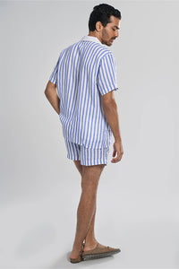 Andros Cabana Stripe Summer Sky Men's Smart Fit Linen Shirt