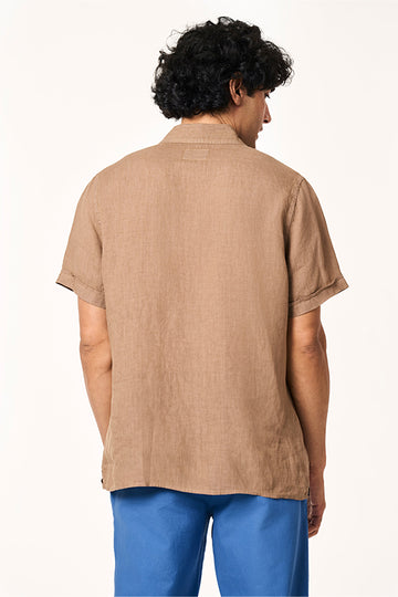 Flint Linen Collar Shirt Toffee XS