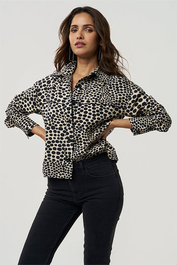 Trish Khadi Shirt Pipi Party Black XXS