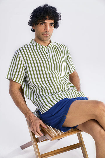 Maui (Khadi) Cabana Stripe Olive XS