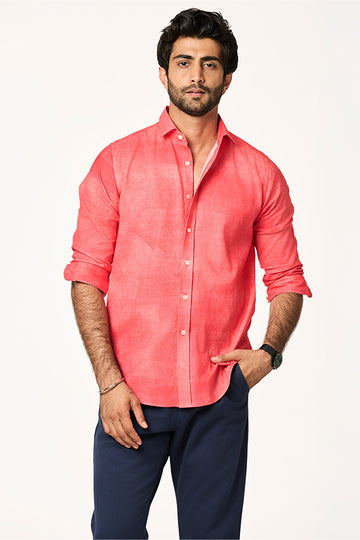 Sola Khadi Shirt Marine Art Sunset Citrus S