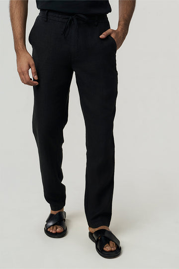 Crux Linen drawstring pants Black XS