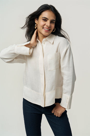 Selena Linen Shirt Ivory XXS