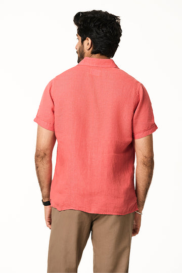 Flint Linen Collar Shirt Sunset Citrus XS