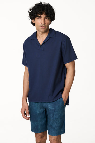 Cata Khadi Polo T shirt Sunset navy S