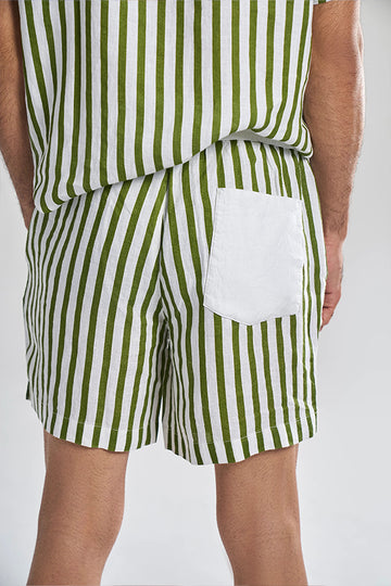 Hvar (100% Linen) Cabana Stripe Olive M
