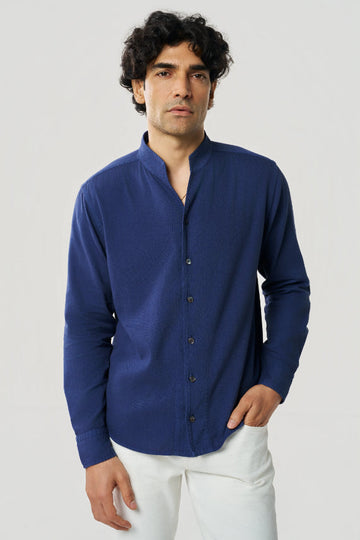 Mason Khadi Shirt Sunset Navy XS