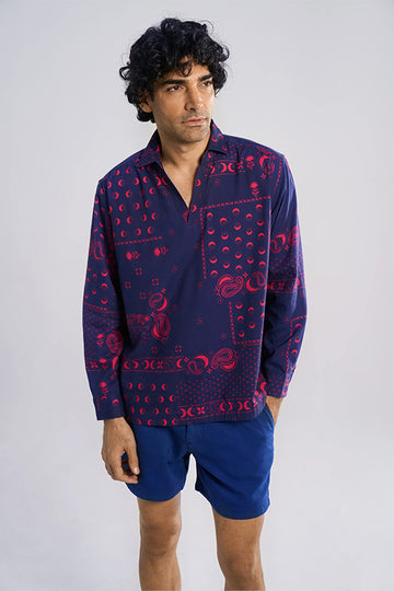 Glen - Khadi Pop over shirt Cosmic Medley-two Tone S