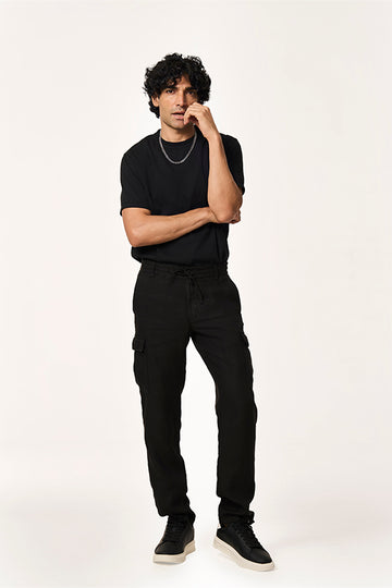 Crux Linen Cargo Pants Black S