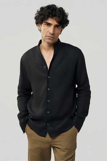 Hunt Cocktail Linen Shirt Black S