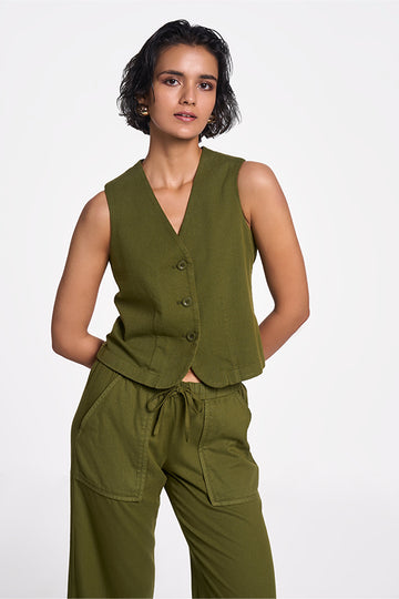 Ara Khadi Waistcoat Olive L