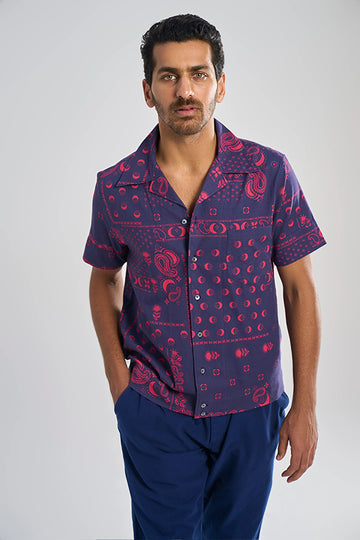 Menton Khadi Shirt Cosmic Medley Two Tone S