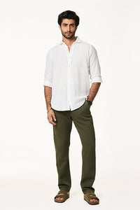 Sola White Men's Smart Fit Khadi Shirt