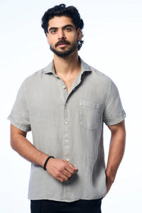 Flint Hs Charcoal Men's Smart Fit Linen Shirt