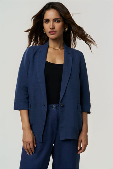 Sasha Linen Blazer Sunset Navy XXS