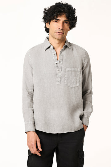 Rico Linen Popover Shirt Charcoal S