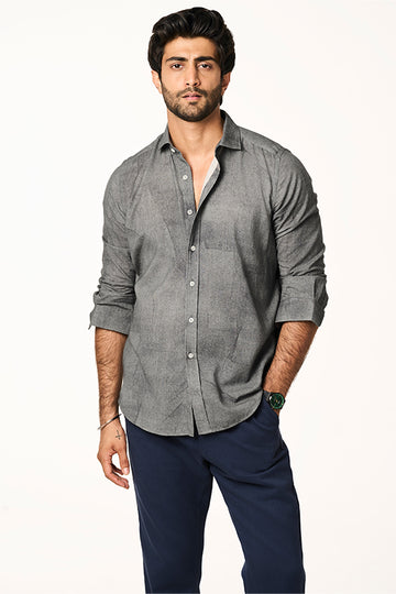 Sola Khadi Shirt Marine Art Charcoal S