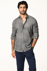 Sola Marine Art Charcoal Men's Smart Fit Khadi Shirt