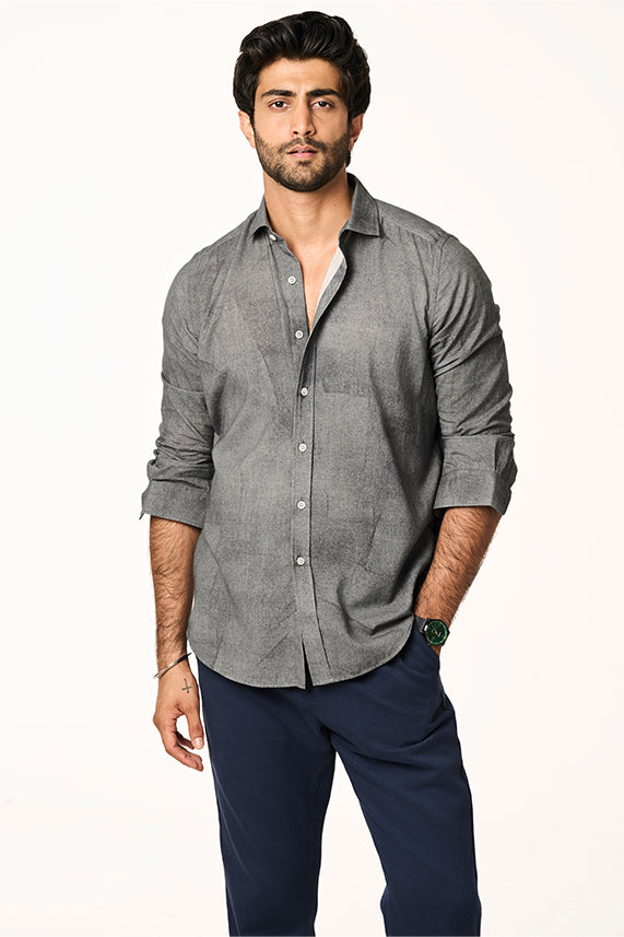 Sola Khadi Shirt Marine Art Charcoal S