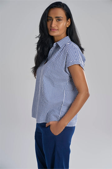 Elba (Khadi) Blue Bling Stripe XS