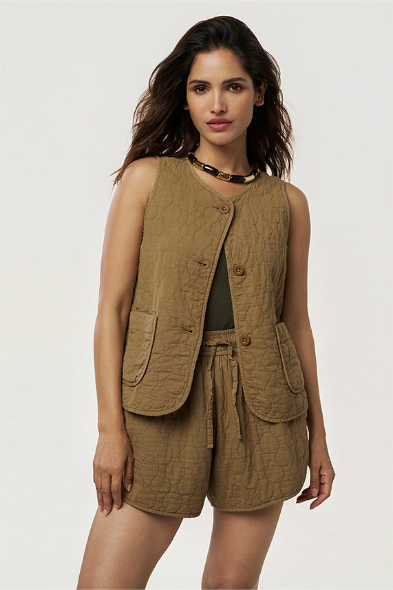 Cardi Khadi Gilet Sand Dune
