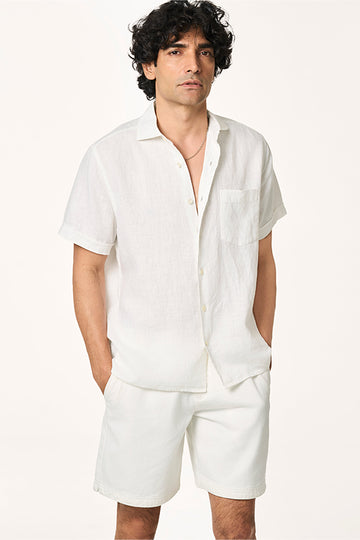 Flint Linen Collar Shirt White XS