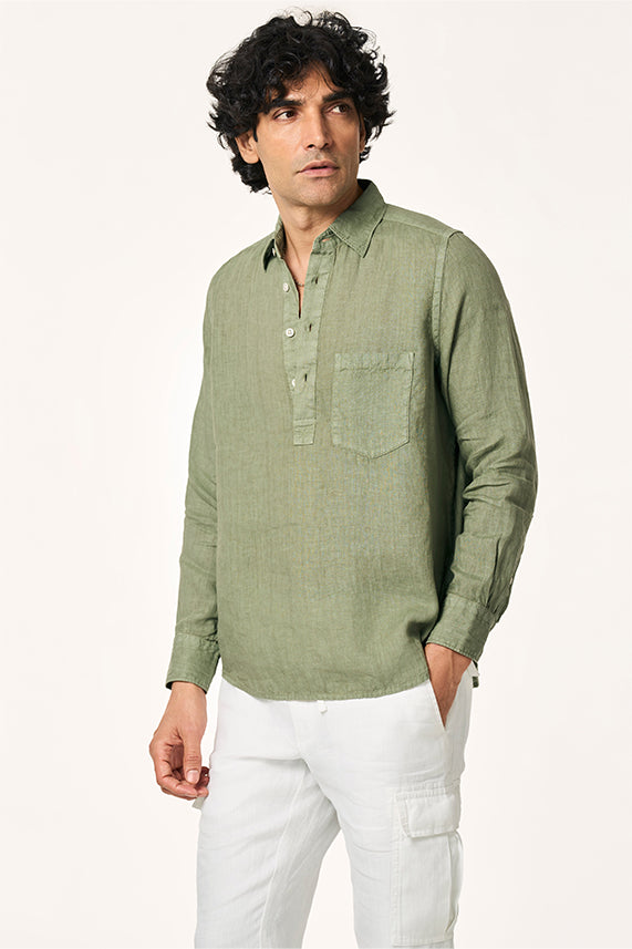 Rico Linen Popover Shirt Matcha S
