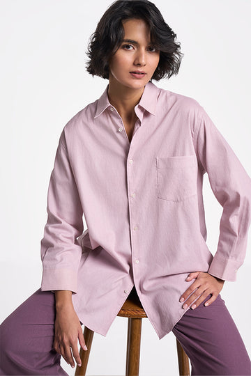 Leda Khadi Shirt Pink Frost S