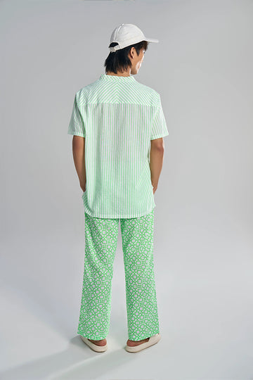 Maui (Khadi) Pinstripe Aurora Lime Green XS