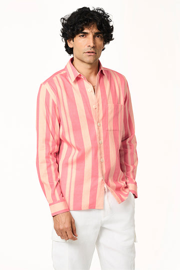 Alto Lite Khadi Sporty Shirt Tonal Stripe Pink S