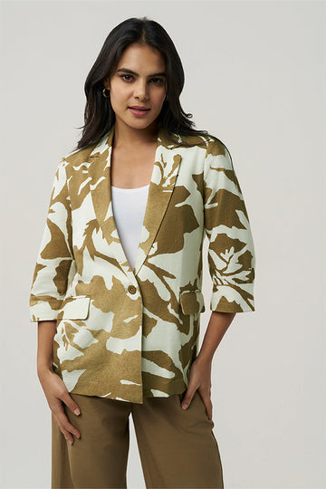 Sasha Khadi Safari Blazer Safari Camo Print XXS