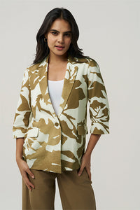 Sasha Khadi Safari Camo Print Women's Smart Fit Blazer