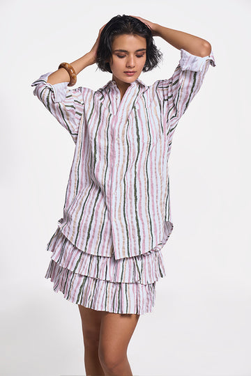 Leda Khadi Shirt Sorbet Stripe XS